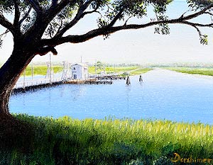 Bridge to Sunset Beach |  acrylic/ canvas, 12x9inches