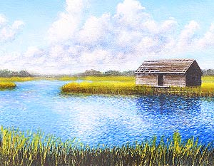Old Boat House, Bald Head |  acrylic/ canvas, 10x8inches